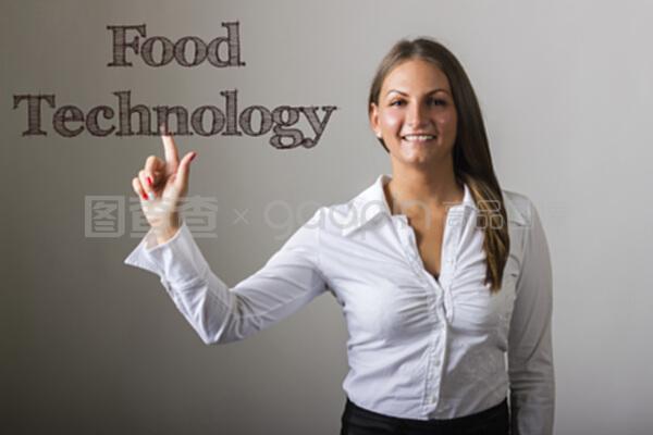 食品技术-美女触摸透明的文字